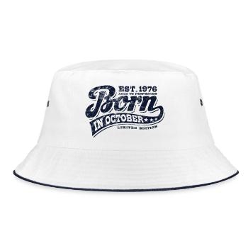 Born in October 1976 - Geburtstag - Geschenk - Bucket Hat - Weiß/Navy - Vorne