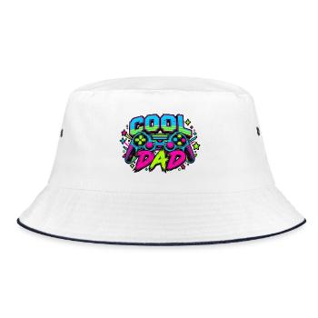 Retro Papa Neon Gaming - Bucket Hat - Weiß/Navy - Vorne