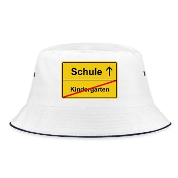 Schule Kindergarten Einschulung Lustiges Motiv - Bucket Hat - Weiß/Navy - Vorne