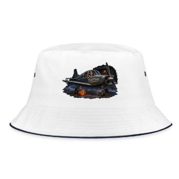 Flightmare – Verfluchtes Vintage-Flugzeug, Halloween - Bucket Hat - Weiß/Navy - Vorne