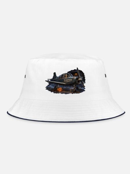 Flightmare – Verfluchtes Vintage-Flugzeug, Halloween - Bucket Hat - Weiß/Navy