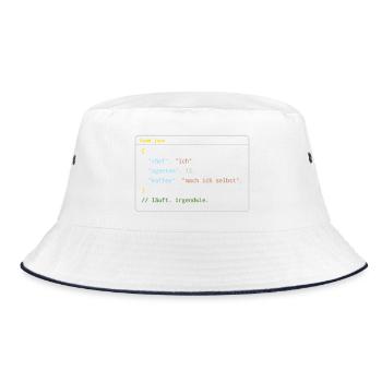 Ich leite 12 KI-Agenten – Kaffee mach ich selbst - Bucket Hat - Weiß/Navy - Vorne