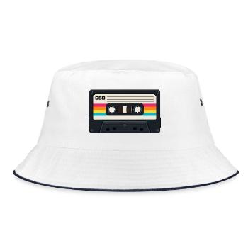 80s Cassette - Bucket Hat - Weiß/Navy - Vorne