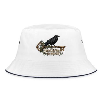 Rabe auf Schlüssel zum Garten der Nacht - Bucket Hat - Weiß/Navy - Vorne