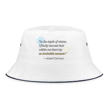 Literatur-Zitat von Albert Camus - Bucket Hat - Weiß/Navy - Vorne