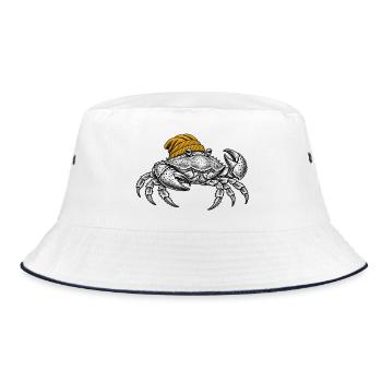Krabbe mit gelber Mütze - Bucket Hat - Weiß/Navy - Vorne