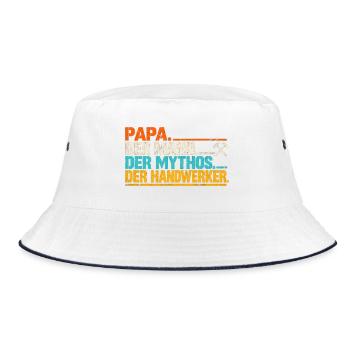 Papa der Mann der Mythos der Handwerker - Bucket Hat - Weiß/Navy - Vorne