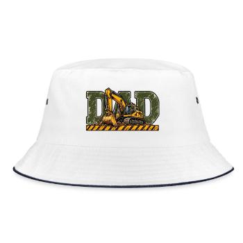 Dad Bagger – Geschenk für Baggerfahrer - Bucket Hat - Weiß/Navy - Vorne