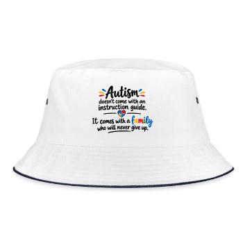 Autismus Familienherz Puzzle - Bucket Hat - Weiß/Navy - Vorne