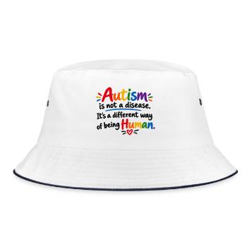 Autismus Akzeptanz Regenbogen Design - Bucket Hat - Weiß/Navy - Vorne