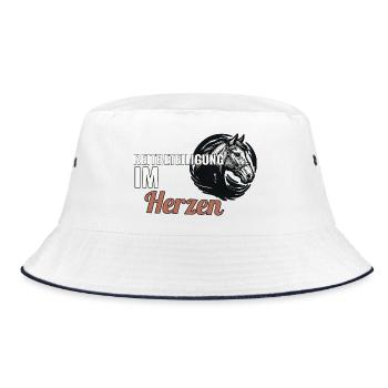 Reitbeteiligung im Herzen Geschenk für Pferdefreun - Bucket Hat - Weiß/Navy - Vorne