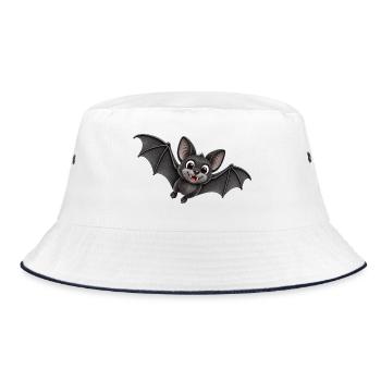 Niedliche Fledermaus Cartoon - Bucket Hat - Weiß/Navy - Vorne
