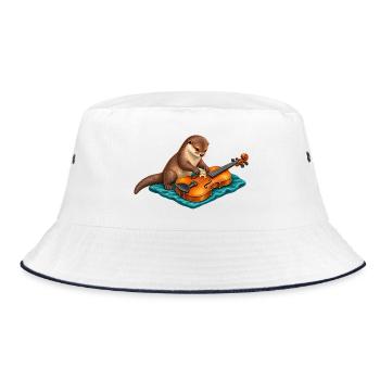 Otter repariert eine Geige - Bucket Hat - Weiß/Navy - Vorne