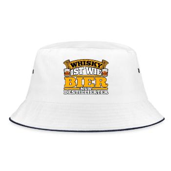 Whisky wie Bier Destilliert - Bucket Hat - Weiß/Navy - Vorne