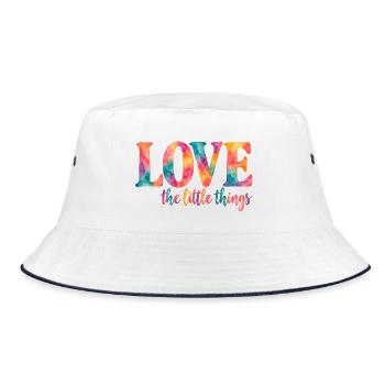 Love the little things – Bunter Aquarell-Spruch - Bucket Hat - Weiß/Navy - Vorne
