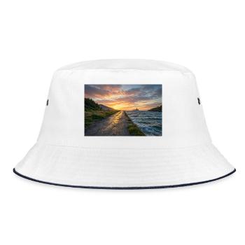 Sonnenuntergang auf dem Küstenweg - Bucket Hat - Weiß/Navy - Vorne