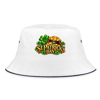 St Patrick's Tag Goldtopf Kleeblatt - Bucket Hat - Weiß/Navy - Vorne