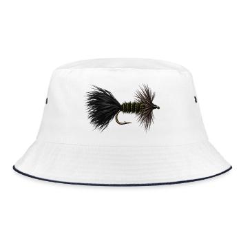 Wooly Bugger Streamer - Bucket Hat - Weiß/Navy - Vorne