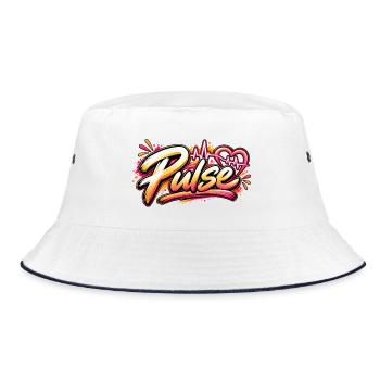 Pulse Graffiti Herz Neonschrift - Bucket Hat - Weiß/Navy - Vorne