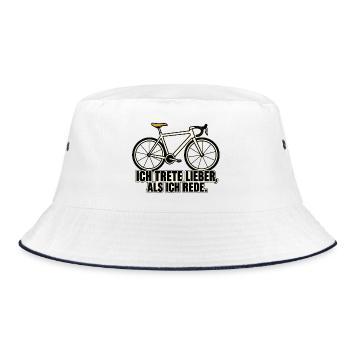 Ich trete lieber, als ich rede – Fahrrad - Bucket Hat - Weiß/Navy - Vorne
