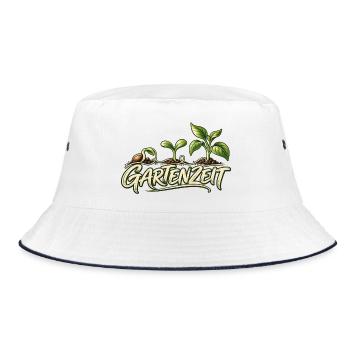 Gartenliebe Line Art Geschenk für Gärtner - Bucket Hat - Weiß/Navy - Vorne