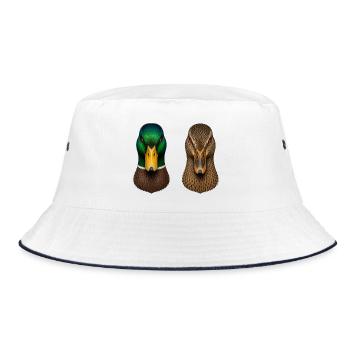 Stockenten - Bucket Hat - Weiß/Navy - Vorne