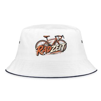 Radfahren Retro Fahrradmotiv Zeitlose Geschenkidee - Bucket Hat - Weiß/Navy - Vorne