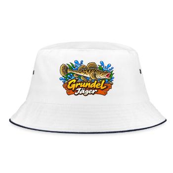 Grundeljäger Goby Hunter - Bucket Hat - Weiß/Navy - Vorne