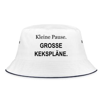 Kleine Pause – Große Kekspläne – schwarz - Bucket Hat - Weiß/Navy - Vorne