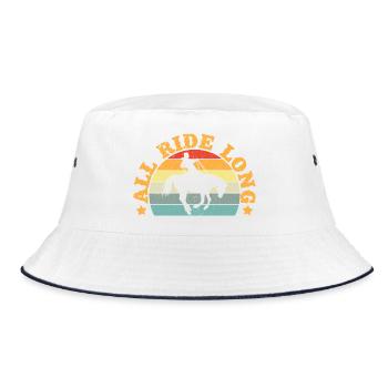 Western Rider All Ride Long Cowgirl Rodeo - Bucket Hat - Weiß/Navy - Vorne