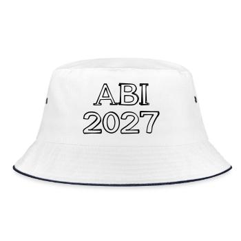 Abi 2027 Schriftzug handgezeichnet - Bucket Hat - Weiß/Navy - Vorne