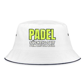 Padel - süchtig seit dem ersten Ball - Vintage - Bucket Hat - Weiß/Navy - Vorne