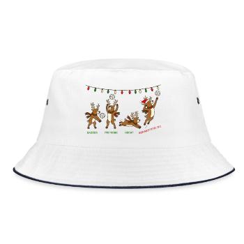 Volleyball Weihnachten Rentiere Lustiges Geschenk - Bucket Hat - Weiß/Navy - Vorne