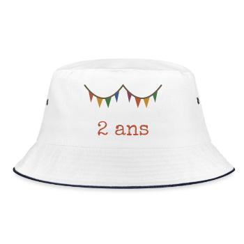 2. 2 JAHRE - Bucket Hat - Weiß/Navy - Vorne