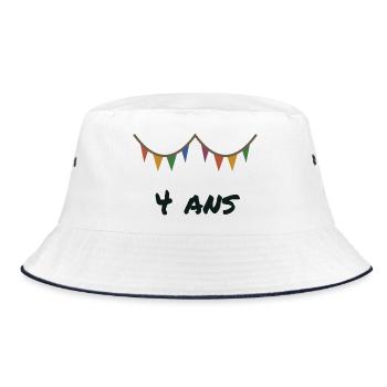 4. 4 JAHRE. 4. JUBILÄUM. 4 JAHRESJUBILÄUM - Bucket Hat - Weiß/Navy - Vorne