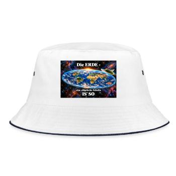 Die Erde -  elliptische Scheibe - Bucket Hat - Weiß/Navy - Vorne