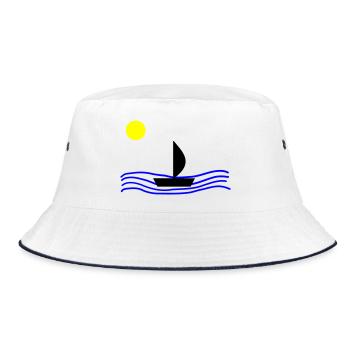 Mit dem Boot auf dem Meer - Bucket Hat - Weiß/Navy - Vorne