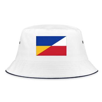 Ukraine-Polnische Flagge – Ukrainische und Polnische Einheit - Bucket Hat - Weiß/Navy - Vorne