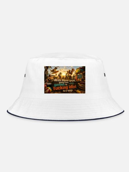Genie zu Idiot: Beach Line - Bucket Hat - Weiß/Navy