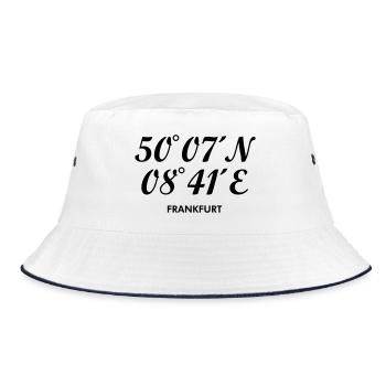 Frankfurter Koordinaten Frankfurt - Bucket Hat - Weiß/Navy - Vorne