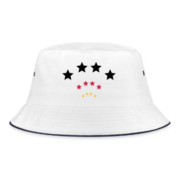 4 Sterne für Schwarz rot gold / 4 stars (3c) - Bucket Hat - white/navy - Front