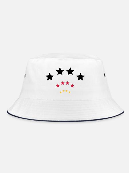 4 Sterne für Schwarz rot gold / 4 stars (3c) - Bucket Hat - Weiß/Navy - Vorne