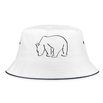 Bären Skizze Zeichnung Scribble - Bucket Hat - Weiß/Navy - Vorne