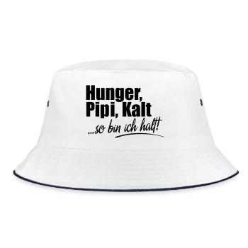 Hunger Kalt Müde so bin ich halt - Bucket Hat - Weiß/Navy - Vorne