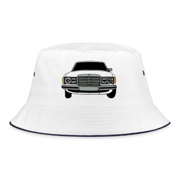 MB W123 Youngtimer Oldtimer,70er,80er (25) - Bucket Hat - Weiß/Navy - Vorne