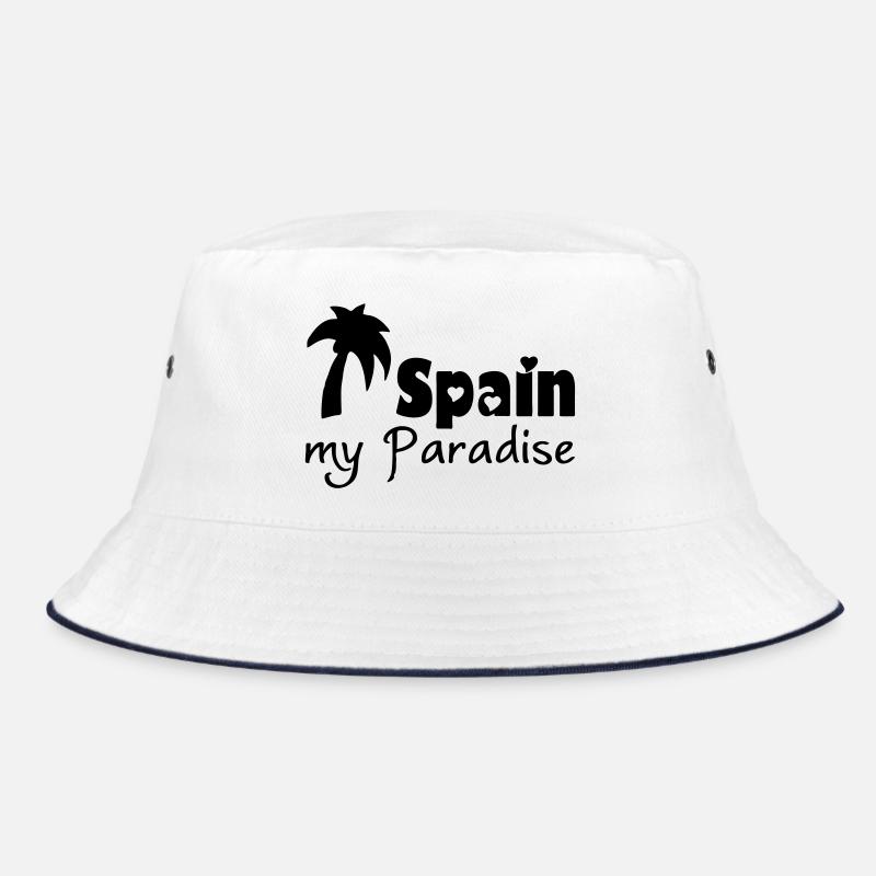 Spain Paradise Spanien Urlaub Reise Geschenk - Bucket Hat - Weiß/Navy
