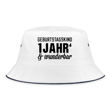 Geburtstagskind 1 wunderbar - Bucket Hat - Weiß/Navy - Vorne