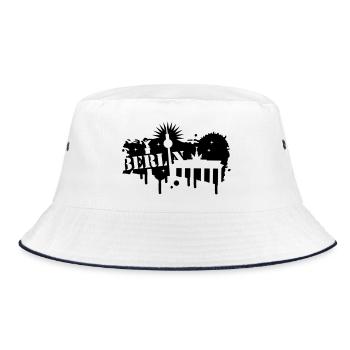 Berlin, Brandenburg Gate, and Victory Column - Bucket Hat - white/navy - Front