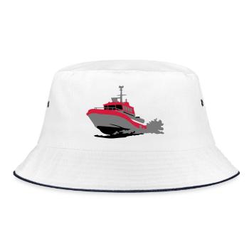 Motorboot - Bucket Hat - Weiß/Navy - Vorne