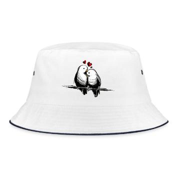 Love - Amore - Dove - Bucket Hat - white/navy - Front